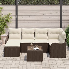 Conjunto de Sofá de Jardim VidaXL de 6 Peças com Almofadas em Poliratt