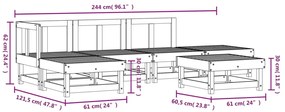 6 pcs conjunto lounge de jardim madeira de douglas maciça