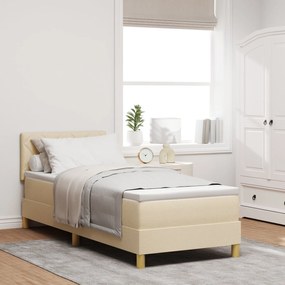Cama Box Spring com Colchão &amp; LED Creme 80x200 cm Tecido
