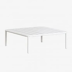 Mesa De Centro Quadrada Para Jardim 90x90 Cm Em Aço Roubly Gardénia Branco - Sklum