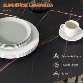 Mesa de Sala de Jantar Dobrável (CADEIRAS NÃO INCLUIDAS) com Rodas Mesa Multifuncional para Sala de Jantar 120x80x73 cm Preto