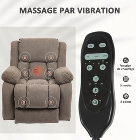 Cadeira Elevatória e Reclinável, 93 x 104 x 100 cm, 8 Pontos de Massagem Castanho