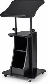 Mesa de Orador Móvel, 50 x 40 x 72-112 cm, Altura Ajustável, Preto