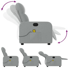 Poltrona de massagens reclinável tecido cinzento-claro