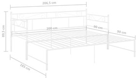 Estrutura sofá-cama de puxar 90x200 cm metal branco