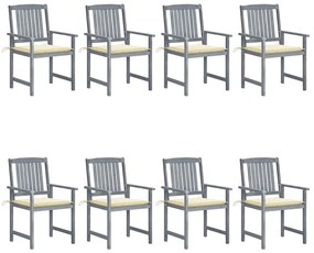 vidaXL Cadeiras de jardim c/ almofadões 8 pcs acácia maciça cinzento