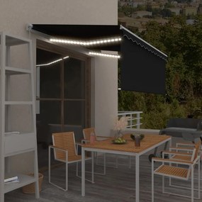 Toldo retrátil manual com estore/LED 3,5x2,5 m antracite