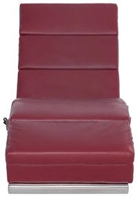 Chaise longue de massagens couro artificial vermelho tinto