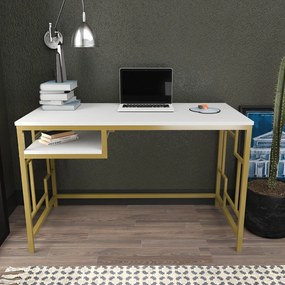 Secretária Kennesaw – Dourado e Branco – 120x60x74,8 cm