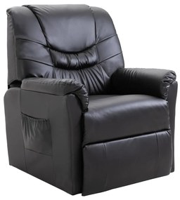 vidaXL Cadeira reclinável couro artificial preto