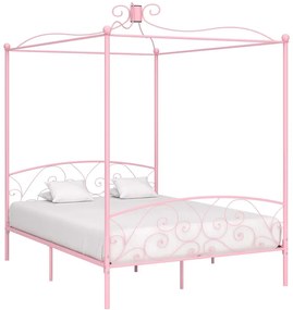 Estrutura de cama com dossel 160x200 cm metal rosa