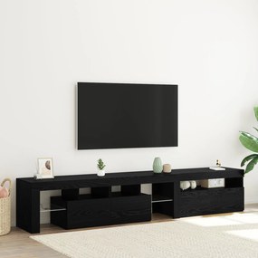 Armários para TV vidaXL 2 pcs com Luzes LED Carvalho Preto Madeira Eng