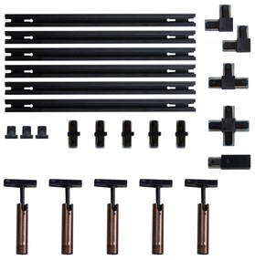 Sistema de iluminação de trilho moderno com 5 focos bronze escuro monofásico GU10 35mm - Iconic Jeana Luxe