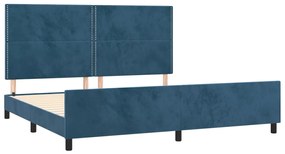 Estrutura de cama sem colchão 200x200 cm veludo azul-escuro