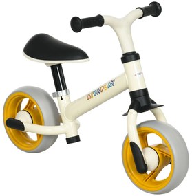 AIYAPLAY Bicicleta sem Pedais para Crianças de 18-48 Meses Bicicleta de Equilíbrio com Assento Altura Ajustável 67x34x47 cm Branco