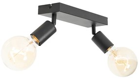 Foco moderno preto retangular 2 luzes - Facil