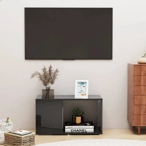 vidaXL Móvel de TV 60x24x32cm contraplacado preto brilhante