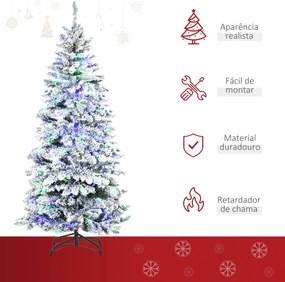 HOMCOM Árvore de Natal 210 cm com 250 Luzes LED Árvore de Natal Nevada