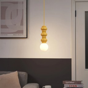 Candeeiro Pendente Retro Mostarda Amarelo com Vidro Fosco - Fedde