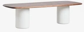 Mesa De Jardim Retangular 270x110 Cm Em Madeira De Acácia Bogotá Castanho-acácia Escuro & Branco Brilhante - Sklum