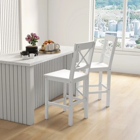 Conjunto de 2 cadeiras altas bar (MESA NÃO INCLUIDA), cadeiras de bar em estilo rústico-chique, em madeira, com 60 cm de altura e apoio para os pés, b