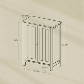 Armário de arrumação multifuncional, casa de banho, sala 60 x 30 x 80 cm Branco