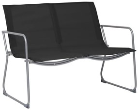 4 pcs conjunto lounge para jardim tecido e aço preto
