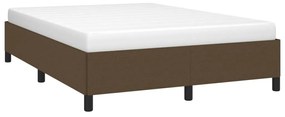 Estrutura de cama 140x190 cm tecido castanho-escuro