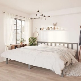 Estrutura de cama 200x200 cm pinho maciço cinzento