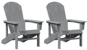 Cadeiras Adirondack vidaXL 2 pcs Cinza Claro 74x82x90 cm HDPE