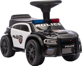 Carro Andador de Polícia para Crianças 18-36 Meses com Luz, Música e Arrumação 65x29,5x36 cm Preto
