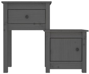 Mesas de cabeceira 2 pcs 79,5x38x65,5 cm pinho maciço cinza