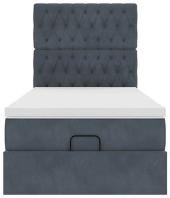 moldura de cama otomana vidaXL com colchões cinza escuro veludo