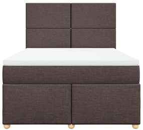 Cama com molas/colchão 160x200 cm tecido castanho-escuro