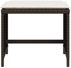 Bancos jardim com almofadões 4 pcs 41x41x36 cm vime PE castanho