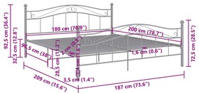 Estrutura de cama 180x200 cm metal cinzento