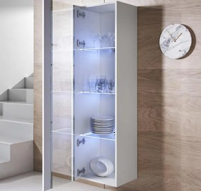 Vitrine de Parede Cascais – 40x165 cm – Branco com LED Azul