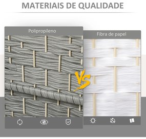 Biombo Dobrável de 3 Painéis Divisor de Ambientes 135x180 cm Ecrã de Privacidade de Polipropileno Cinza Misto