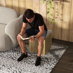 Banco com Arrumação Bergen – 40x40x47 cm – 57,7 L – Cinza e Madeira –