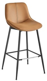 Conjunto de 2 bancos altos VASAGLE, cadeiras de cozinha, encosto ergonômico, estofamento em PU, pernas de metal com pés ajustáveis, 73 cm de altura, fácil montagem, marrom camelo LBC888K01
