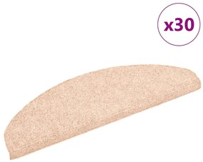 Tapetes de escada autoadesivos 30 pcs 65x21x4 cm creme