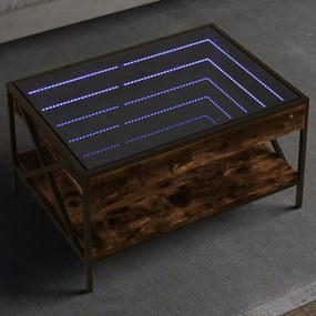 vidaXL Mesa de centro luzes LED Infinity 70x50x38 cm carvalho fumado
