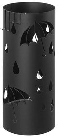 Suporte para guarda-chuva SONGMICS, suporte de metal para guarda-chuva de entrada, com bandeja para água e 4 ganchos, 16,7 x 16,7 x 40,7 cm, redondo, preto LUC024B01