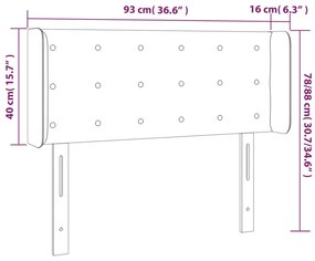 Cabeceira de cama c/ LED couro artificial 93x16x78/88 cm branco