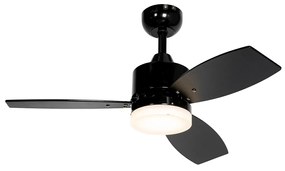 Ventilador de teto exterior preto com LED e controlo remoto IP44 - Toledo Moderno