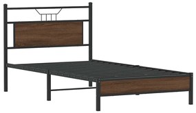 Estrutura de cama sem colchão 107x203 cm carvalho castanho