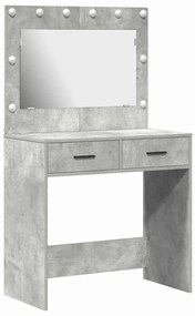 Mesa de Maquiagem vidaXL com Luzes LED Cinza Concreto 78,5x41x135 cm
