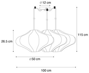 Candeeiro suspenso Japandi castanho 50cm 3-luzes - Plu Japandi