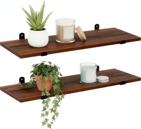 Conjunto 2 prateleiras de parede, estilo retro, 60 x 20 x 7 cm castanho-preto