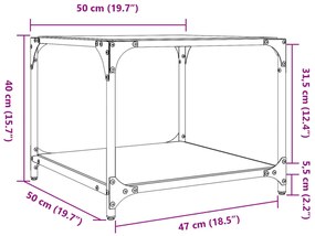 Mesa de centro c/ topo em vidro transparente 50x50x40 cm aço